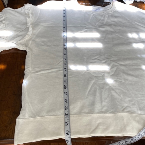 Long Sleeve Pullover Ruffles Crew Neck Drop Shoulder Sweatshirt - Picture 7 of 7